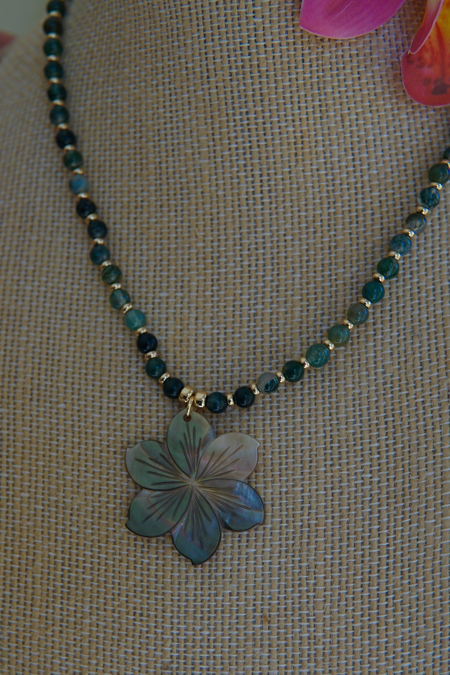 Mother of Pearl Frangipani Necklace