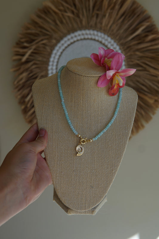 Aquamarine Nautilus Necklace