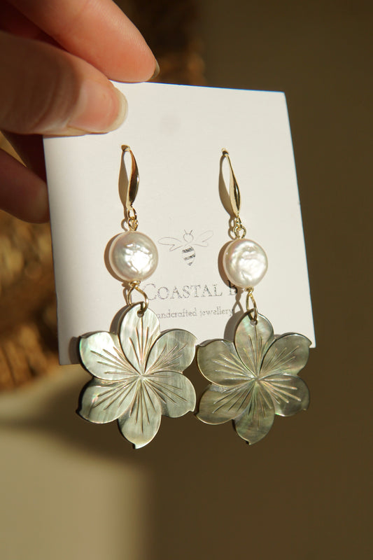 Hibiscus Pearl Earrings