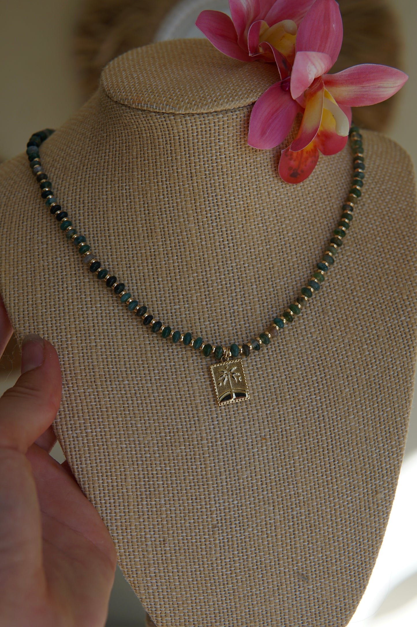 Indian Agate Palm Necklace
