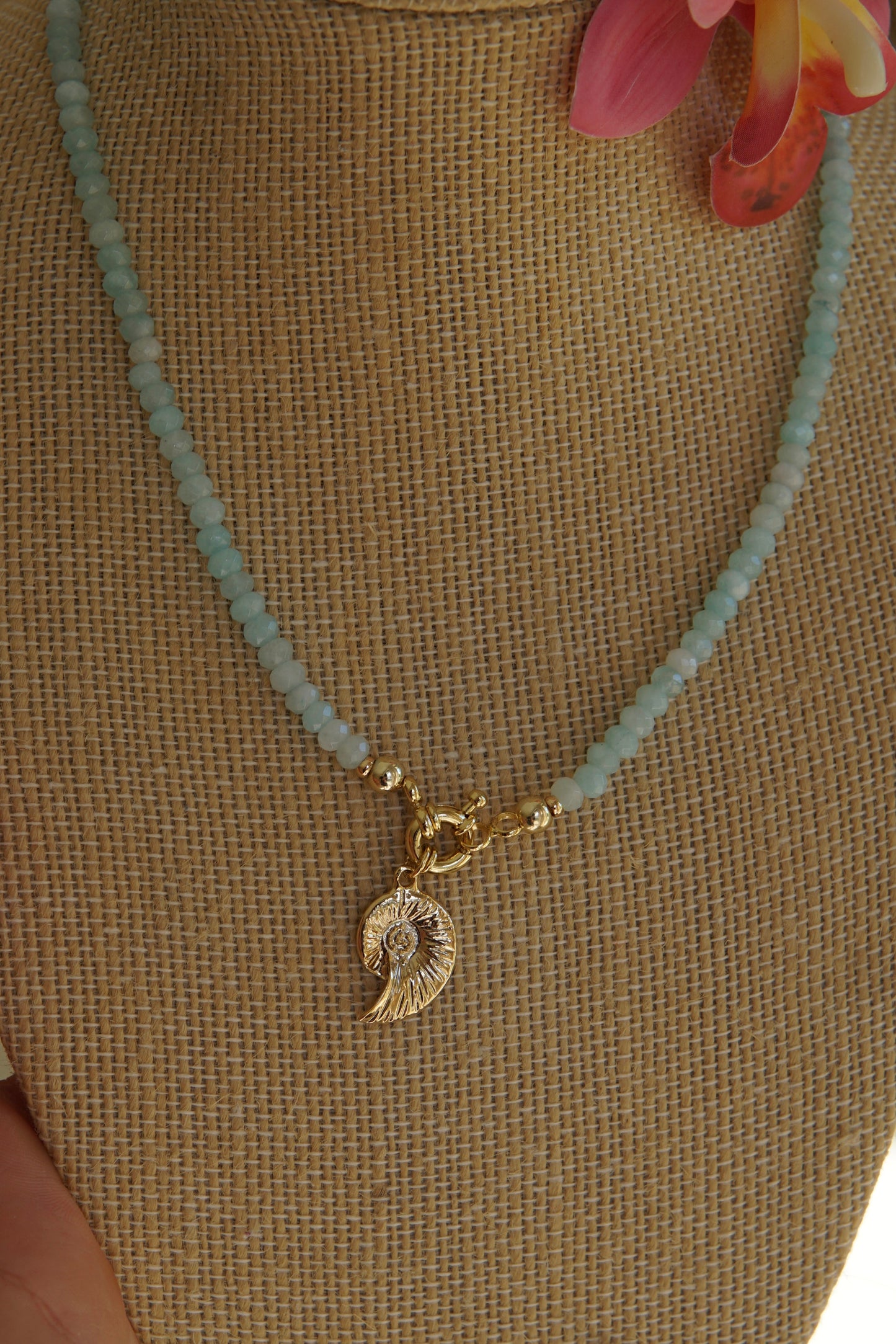 Aquamarine Nautilus Necklace