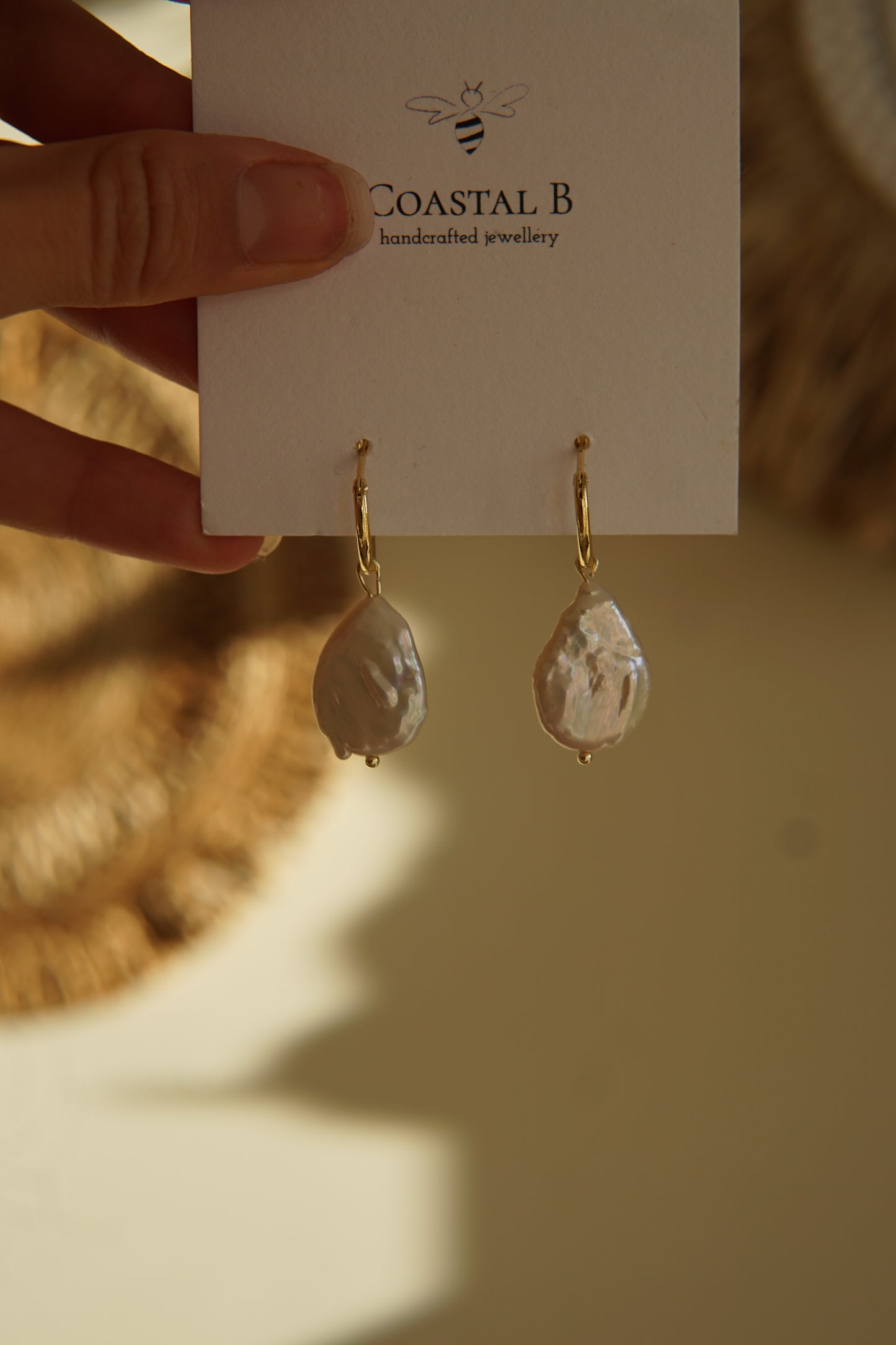 Tear Drop Pearl Hoops