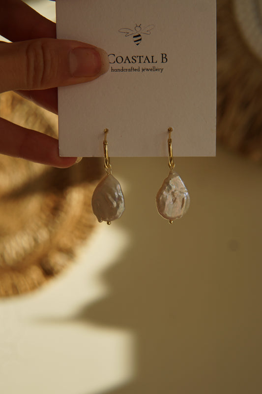 Tear Drop Pearl Hoops