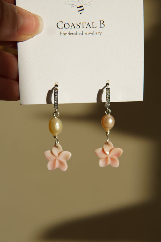 Pink Frangipani Hoops