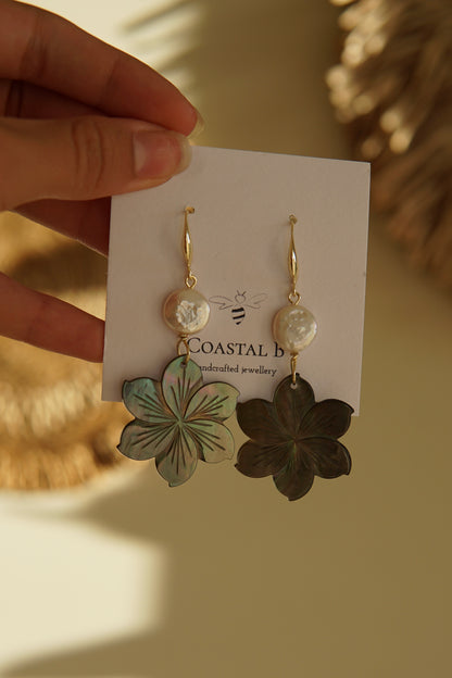 Hibiscus Pearl Earrings