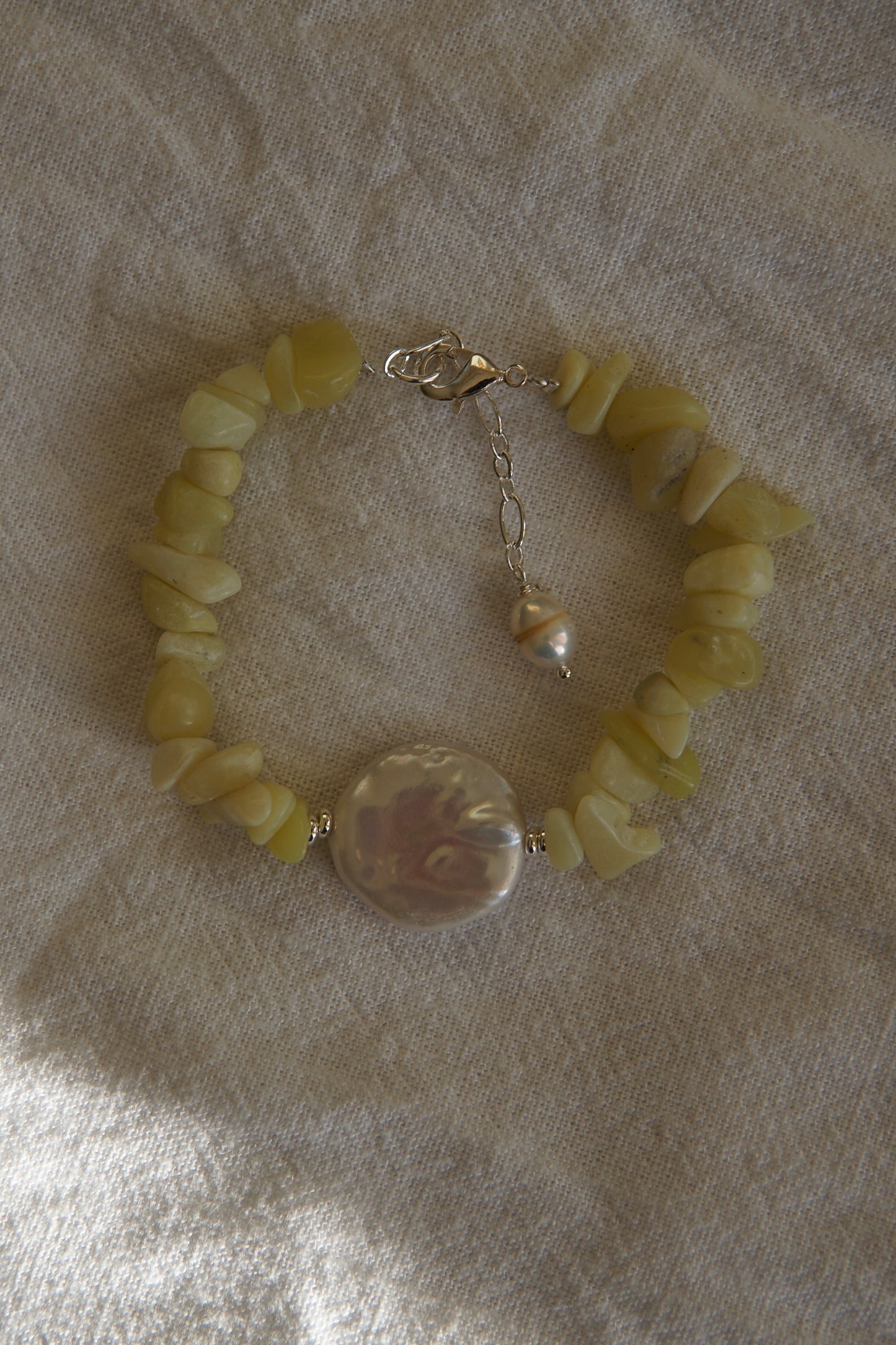 Yellow Jade Pearl Bracelet