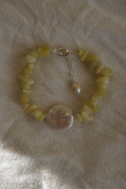 Yellow Jade Pearl Bracelet