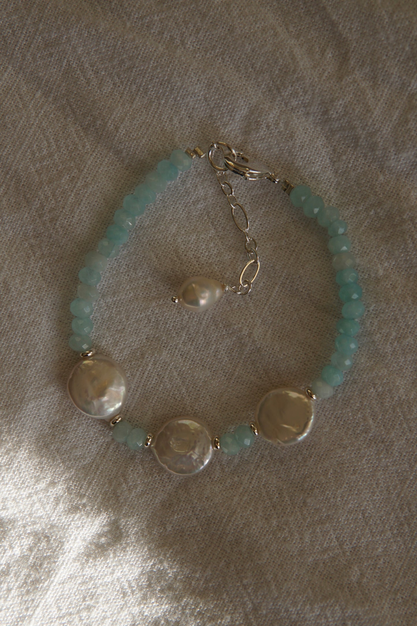 Aquamarine Coin Bracelet