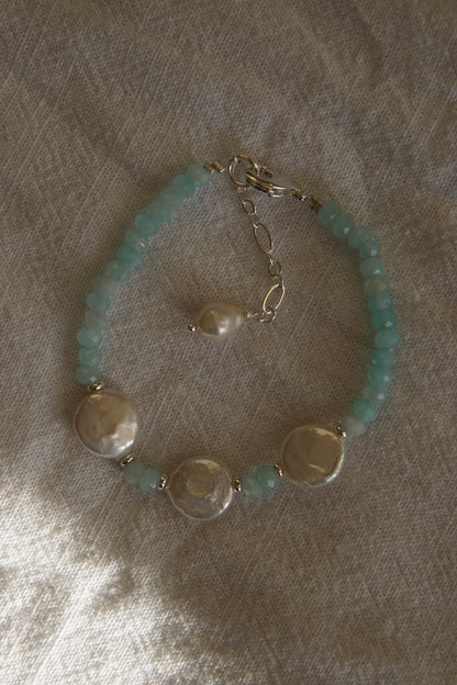 Aquamarine Coin Bracelet