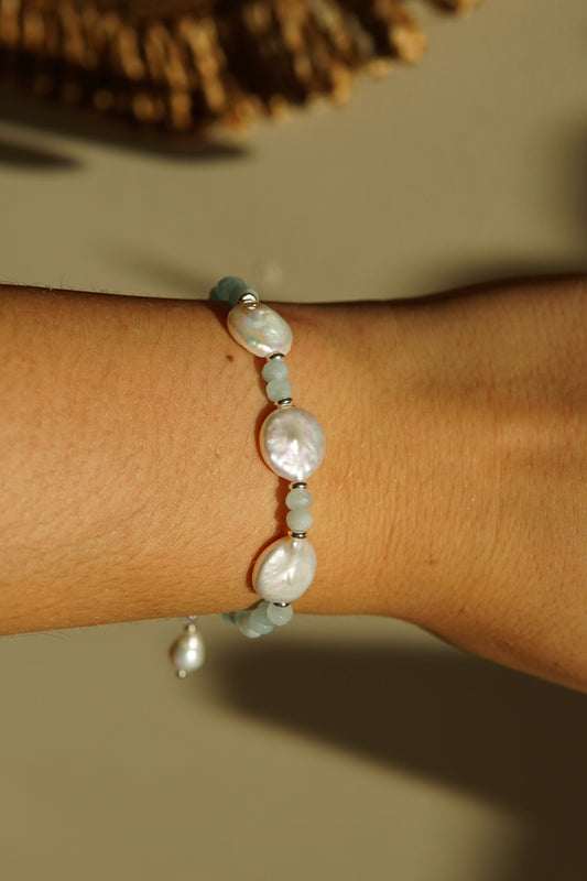 Aquamarine Coin Bracelet